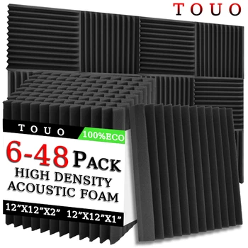 TOUO 6/12/24/48 個音響泡スタジオ高密度防音泡吸音材ドア分離家の装飾