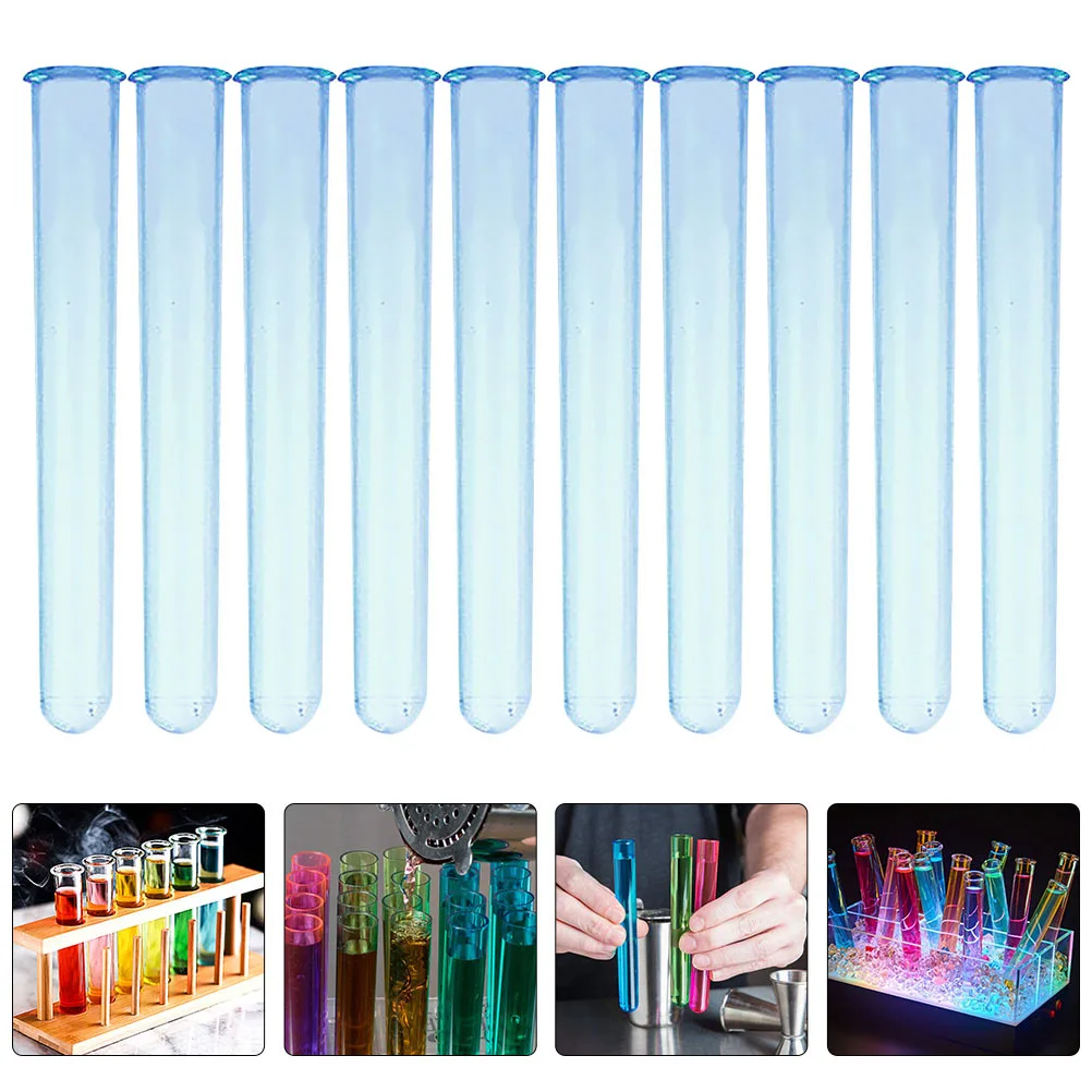 

10 Pcs Transparent Mixology Professional Party Test Tubes Clear Plastic Shots Lab