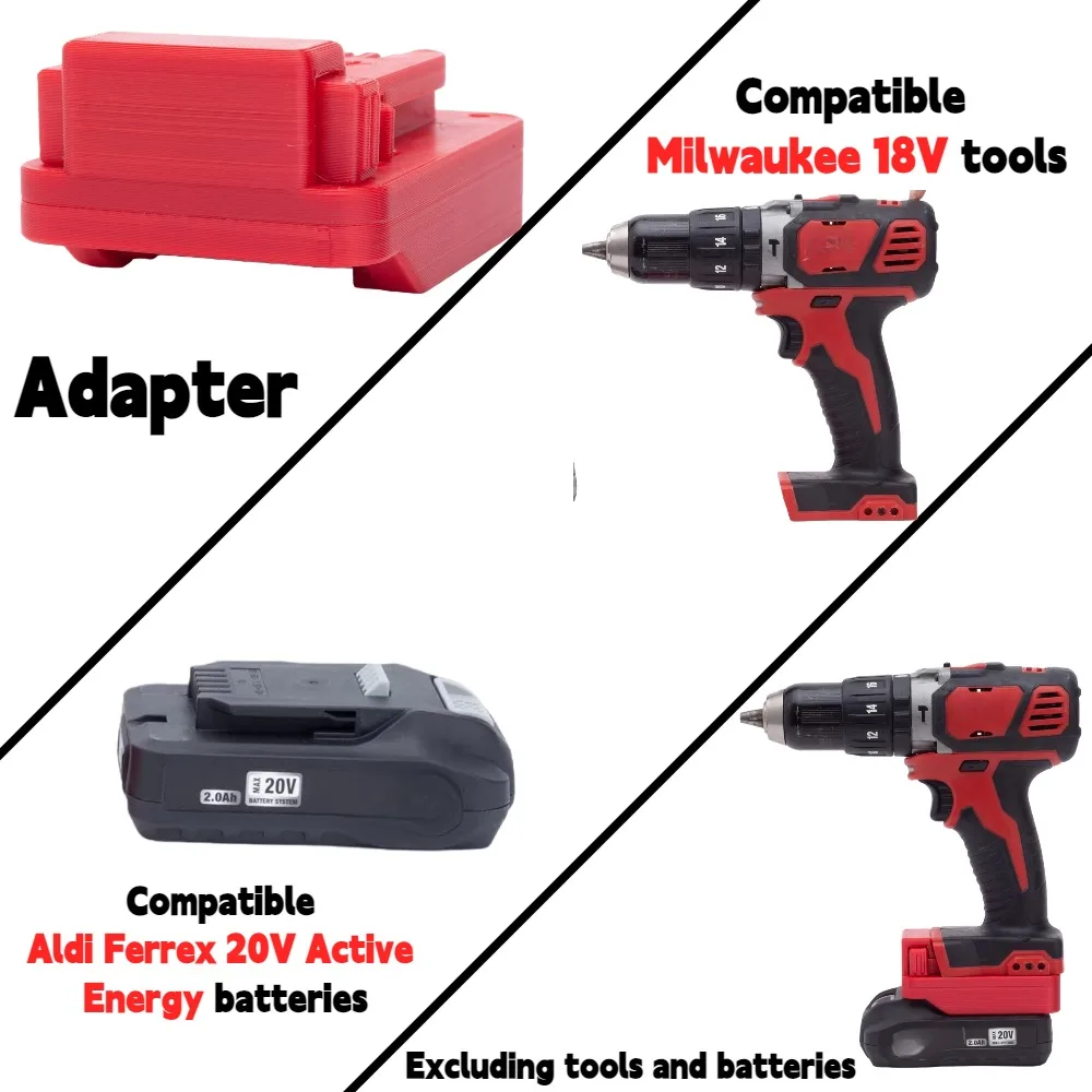 

For Aldi Ferrex 20V Li-ion Battery TO Milwaukee 18V Cordless Electric Drill Tools Battery Adapter/Converter(Only Adapter)