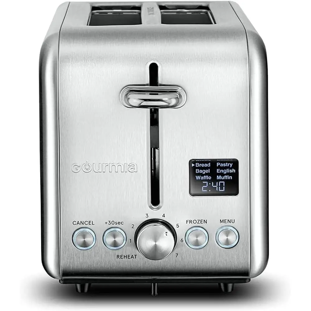 Digital Toaster with 5 Functions Toast Bagels Waffles Pastries 7 Shade Settings Countdown Timer Rapid Reheat ETL Certified