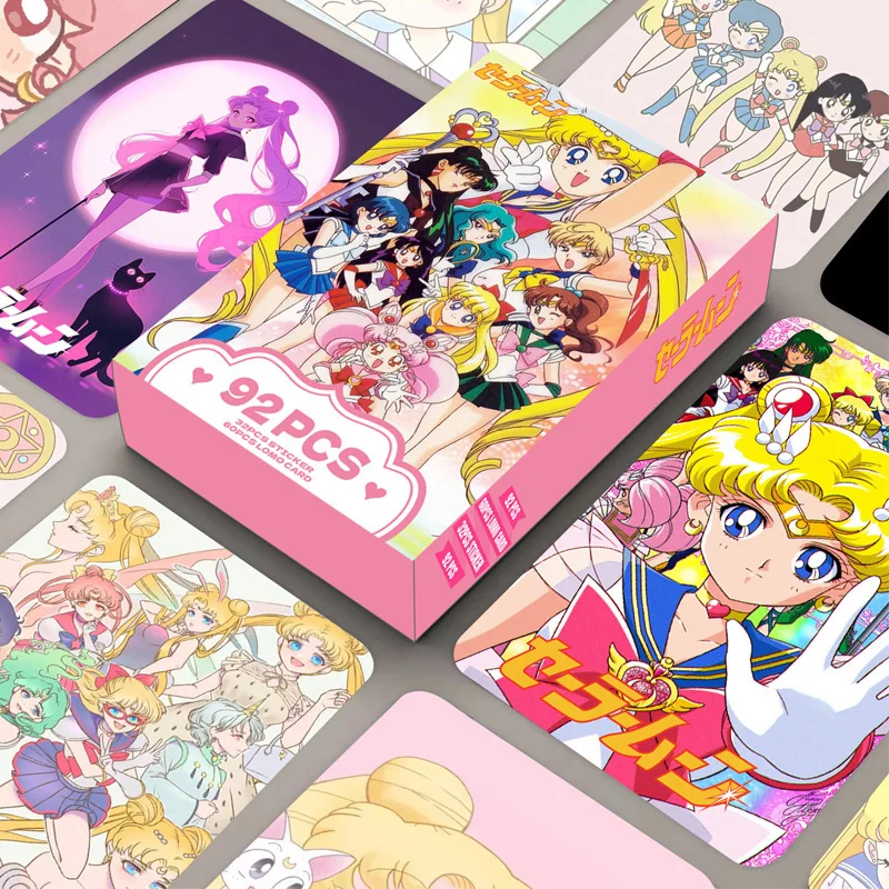92 Sheets LOMO Cards Sailor Moon Double Sided HD Color Printed Photo Cards Anime Merchandise Collectible Card Stickers For Fans