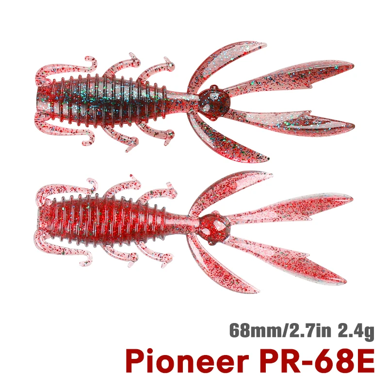 TSURINOYA Zacht Aas Langoesten PIONEER 68mm 20 stuks Vissen Lokmiddel Licht Spel Zachte Kunststoffen Voor Snoekbaars Baars Aasvis Wormaas