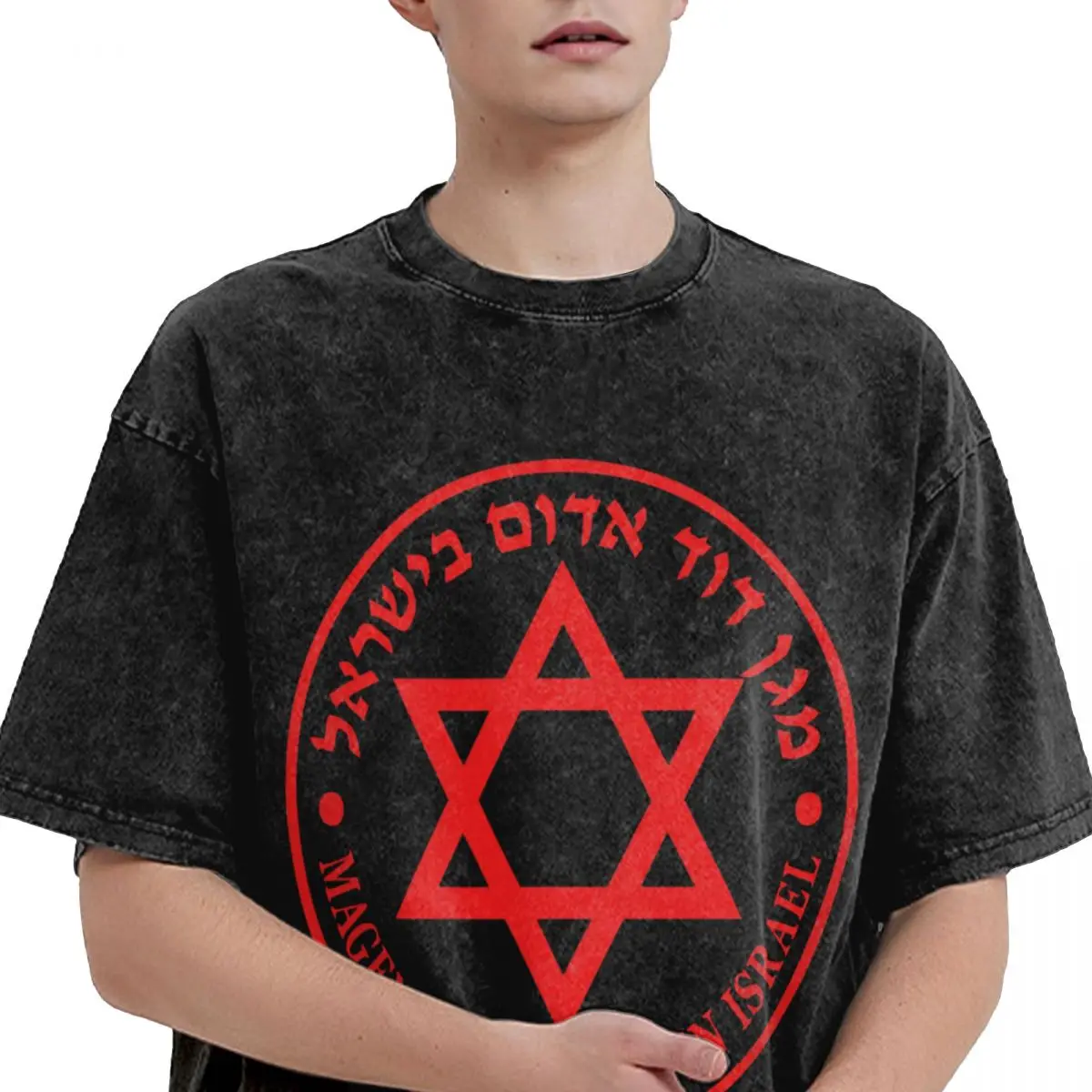 MDA Magen David Adom Logo T-shirt lavata Uomo Streetwear T-shirt in cotone Spiaggia T-shirt moda traspirante Semplice Top di grandi dimensioni