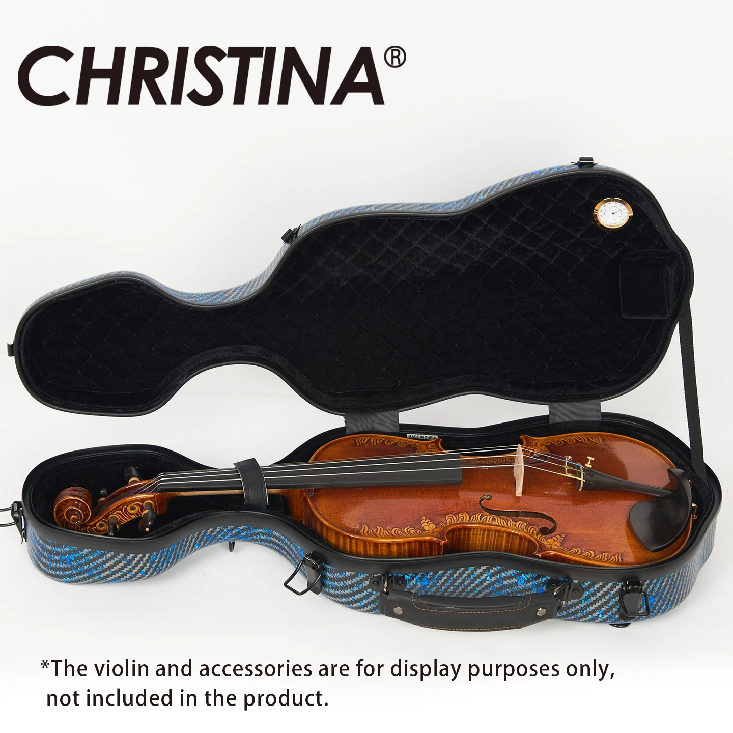 CHRISTINA Composite PC Violin Case Gourd-shaped 4/4 Size Available in Speckling Red/Purple/Blue Lightweight Sturdy with Bow Box