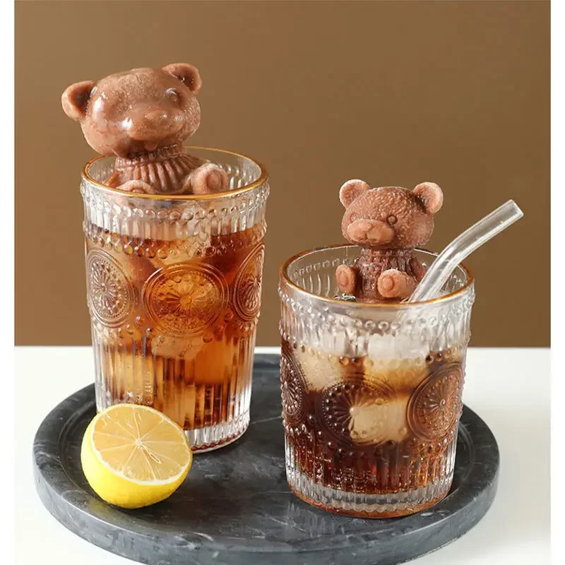1-10PCS 3D Bär Eiswürfel Form Cube Silikon Bär Eis Grinder Eis Kaffee, Der Werkzeuge Kalten getränk DIY Eis Formen