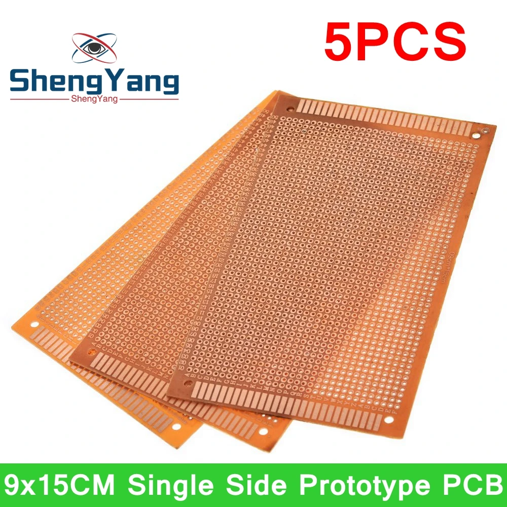 TZT 5pcs 9x15 9*15cm Single Side Prototype PCB Universal Board Experimental Bakelite Copper Plate Circuirt Board yellow