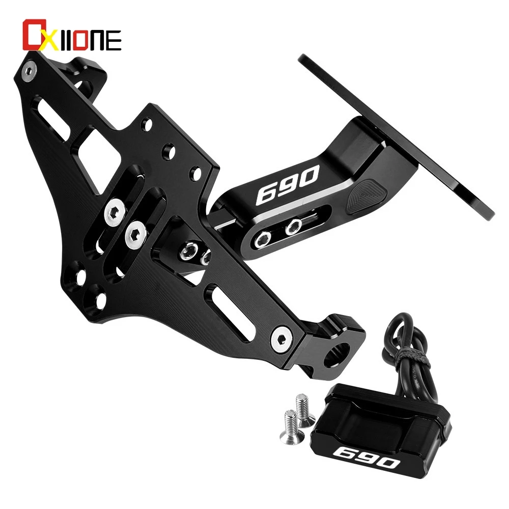 

For 690 SM/SMCR/SMC 690 Enduro R ABS 2007-2024 2023 2022 License Plate Holder Number Plate Frame LED Light Bracket turn signal