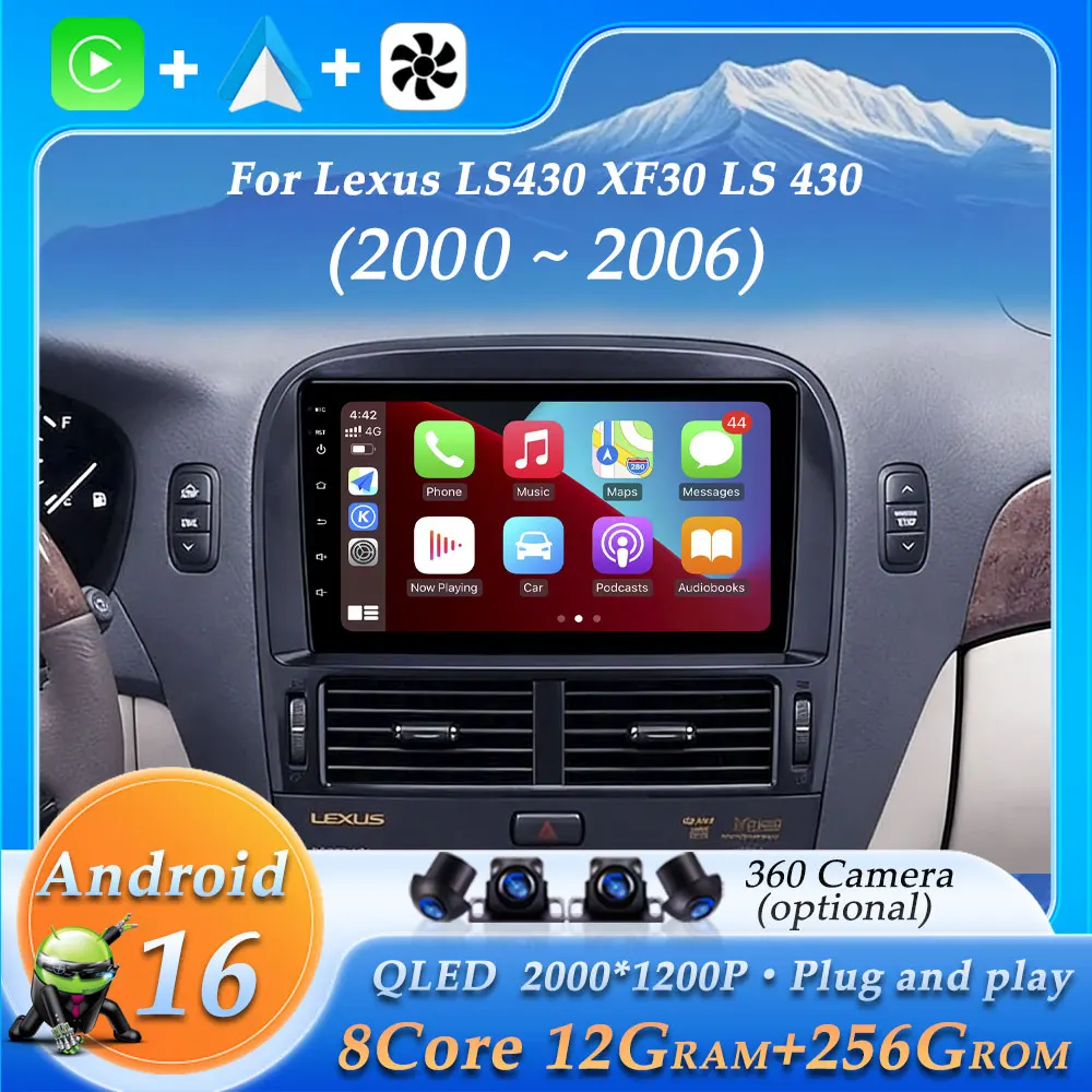 Android 16 for Lexus LS430 XF30 LS 430 2000 - 2006 GPS Auto Car