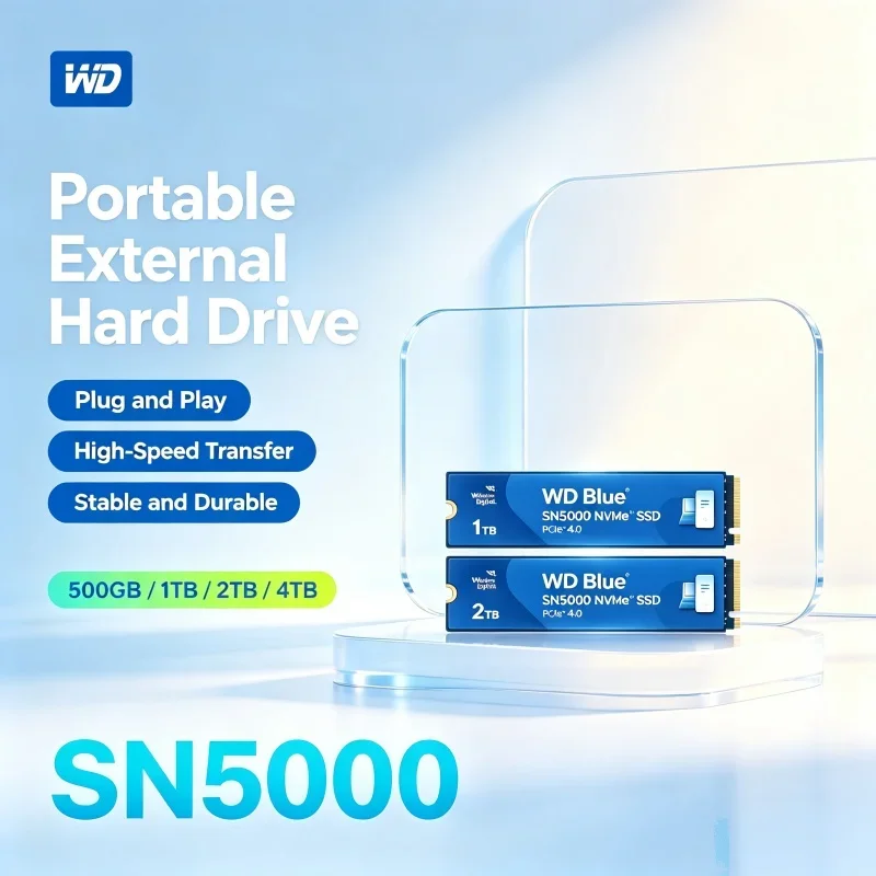 WD Blue SN5000 PCIe Gen4 NVMe M.2 2280 Internal SSD 1TB 2TB Western Digital Hard Drive For Gaming Notebook Desktop PC Build
