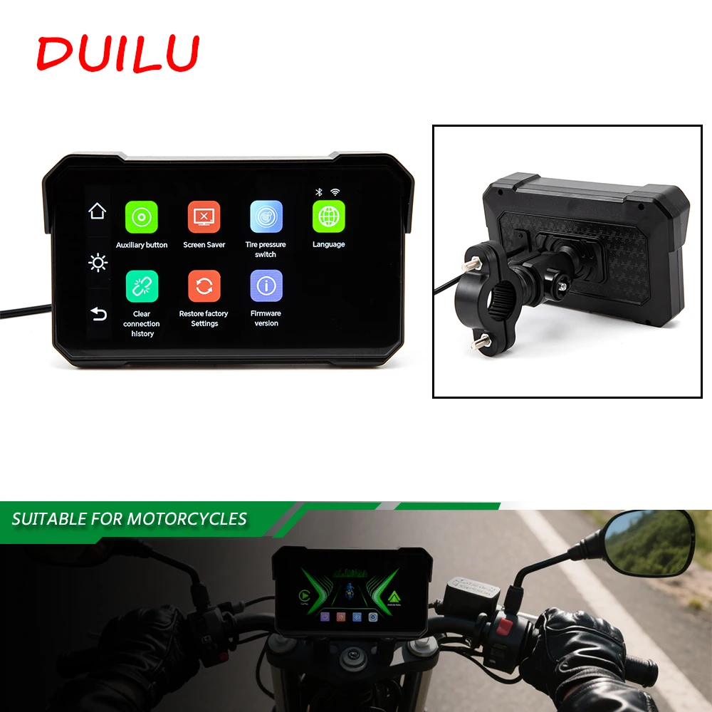 

Motorcycle 5 inch Display Screen Carplay Navigation Portable Digital Dashboard Android Auto Waterproof BT Monitor Waterproof