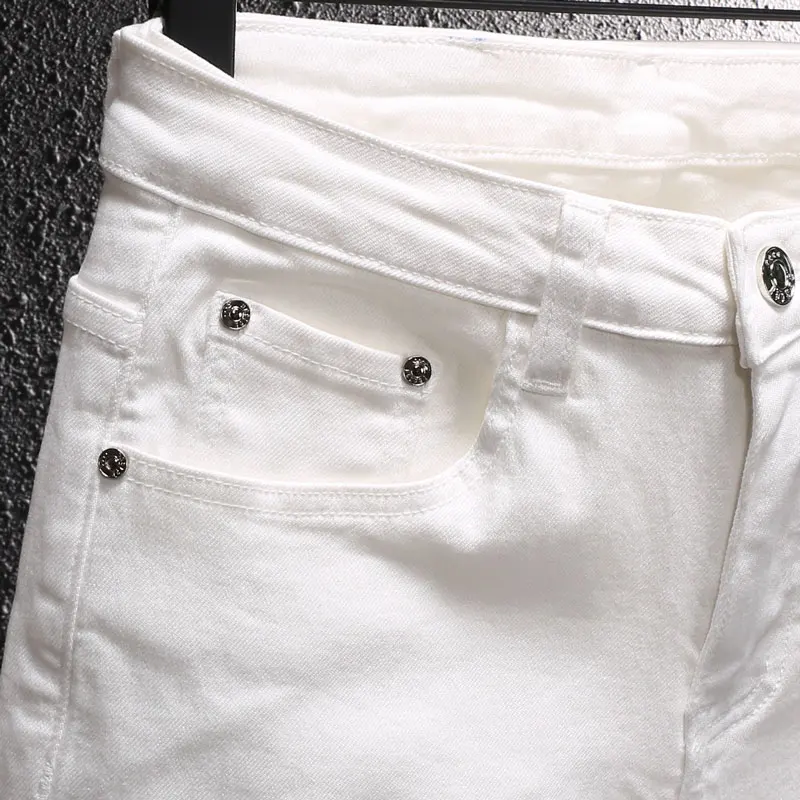 

Y2KStreet fashion new white jeans washed nostalgic stretch washed men's jeans designer hip-hop brand punk pants Y2K