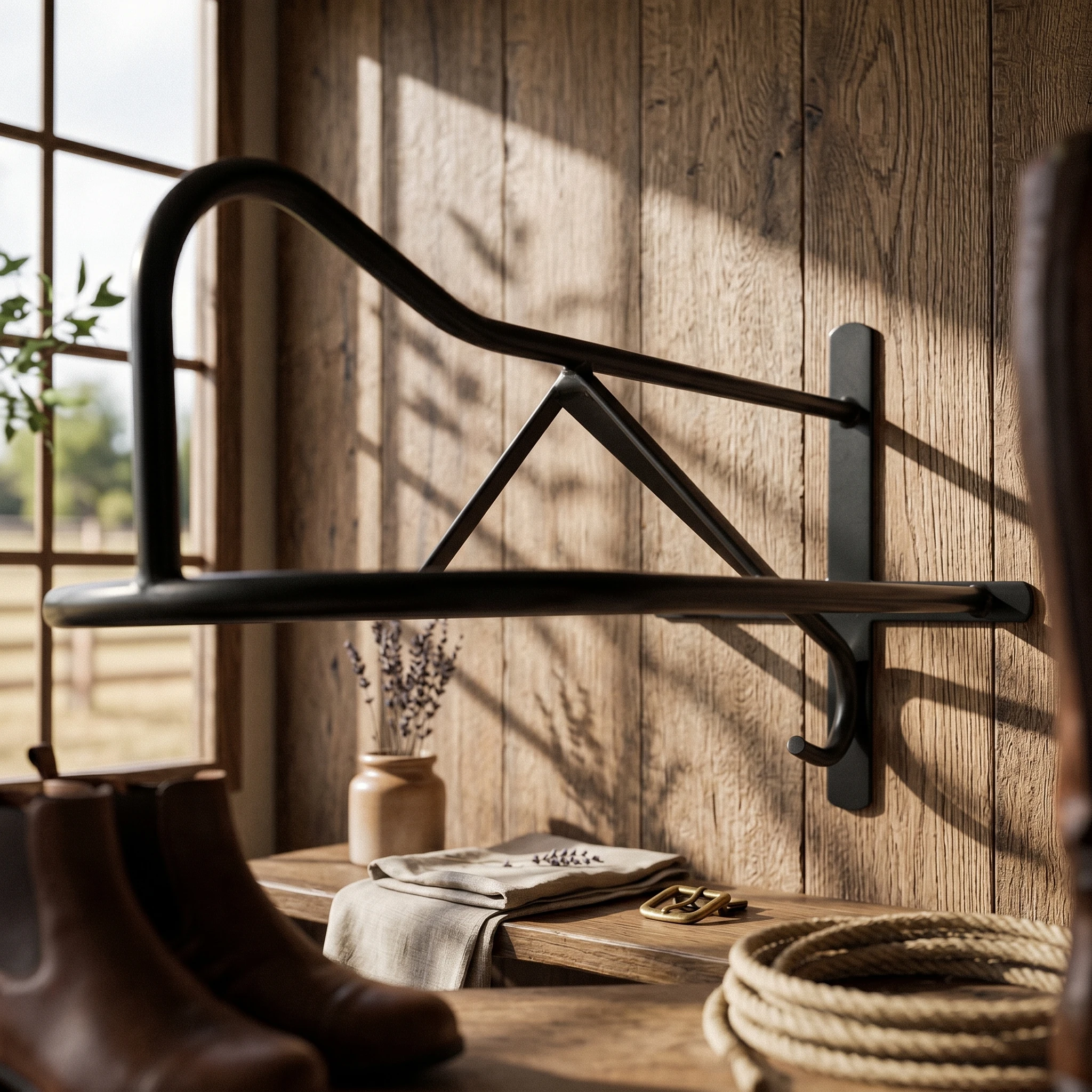 Wall-mounted Metal Saddle Rack Space Saving Saddle Holder Equestrian Gear Organizer for Horse Stable