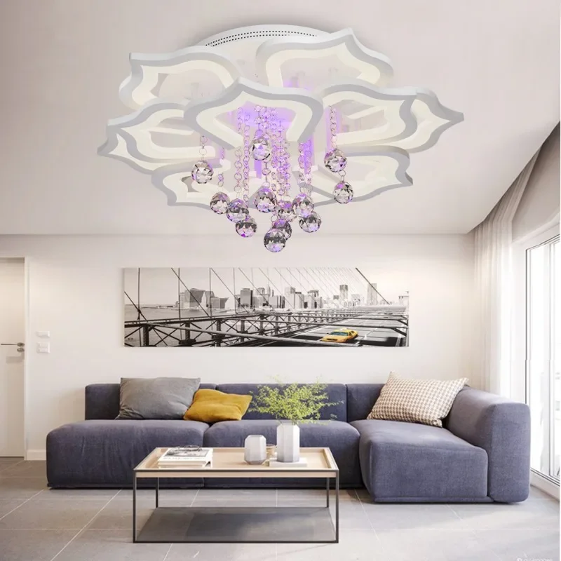 

Luxury Modern LED Lustre Clear Crystal Chandelier Round Pendant Light Home Decor Living Room Bedroom Hanging Lamp