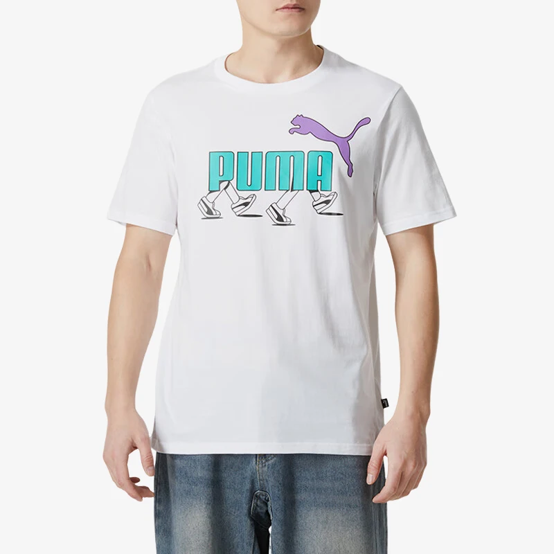 

Puma Genuine 2024 New Men's Round Neck Printed Loose Short-Sleeve T-Shirt 682152-02