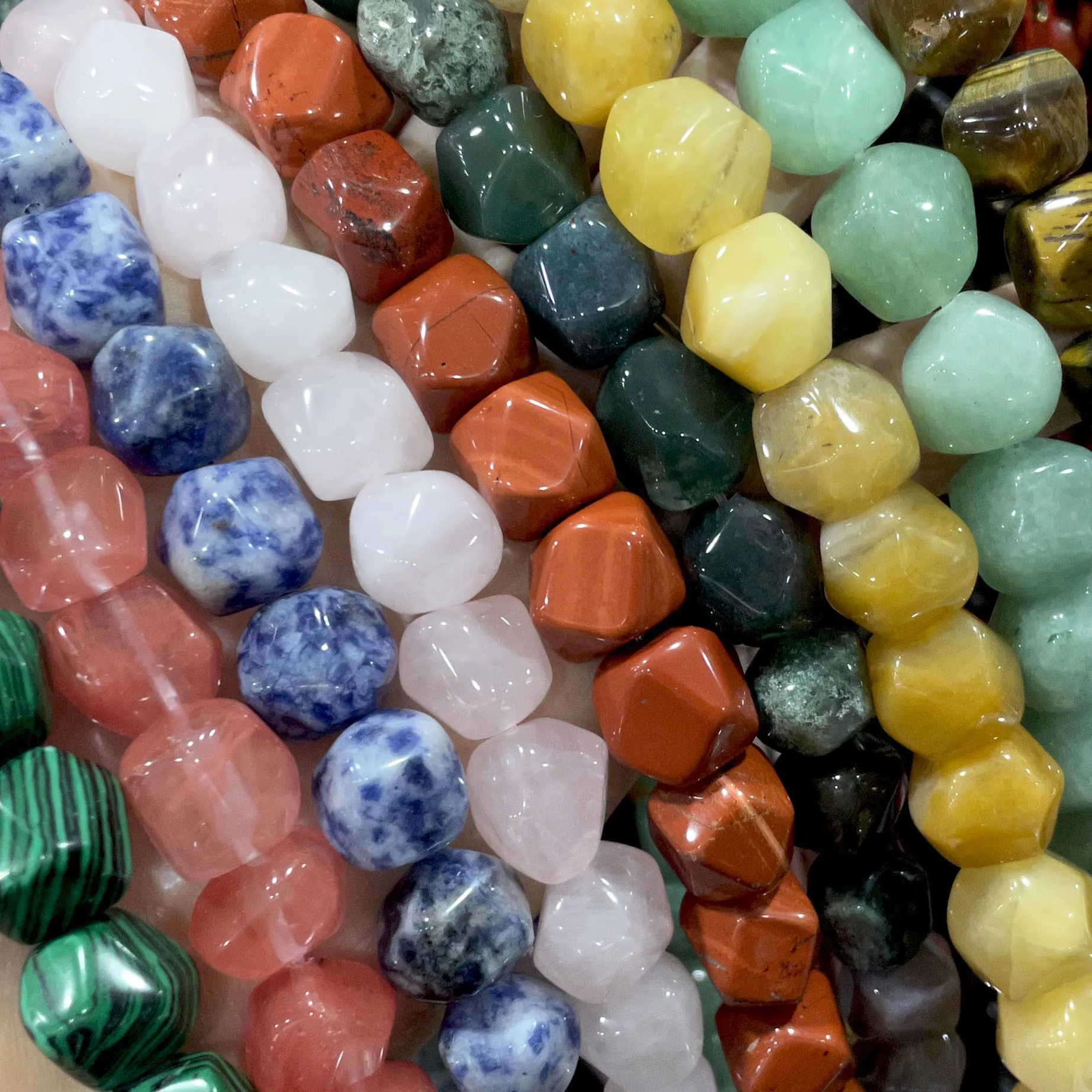 Perles à facettes en pierre naturelle de forme irrégulière, Aventurine, Quartz, Œil de tigre, pour la fabrication de bijoux, accessoires de collier DIY