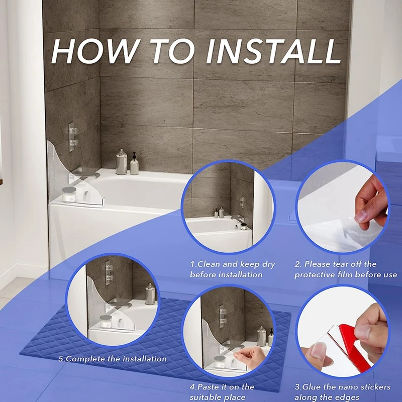 2 Pcs Shower Bathtub Splash Guard Thickened Bathroom Bath Tub Splash Guards With 3 Meter Super Viscose