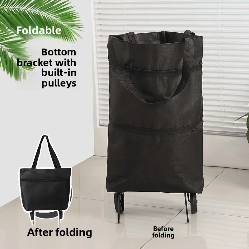 عربة سحبتة يدويًا مقطورة التراص التسوق المنزلي سحب عربة تسوق البقالة قطعة أثرية الأمتعة المحمولة عربة صغيرة #3