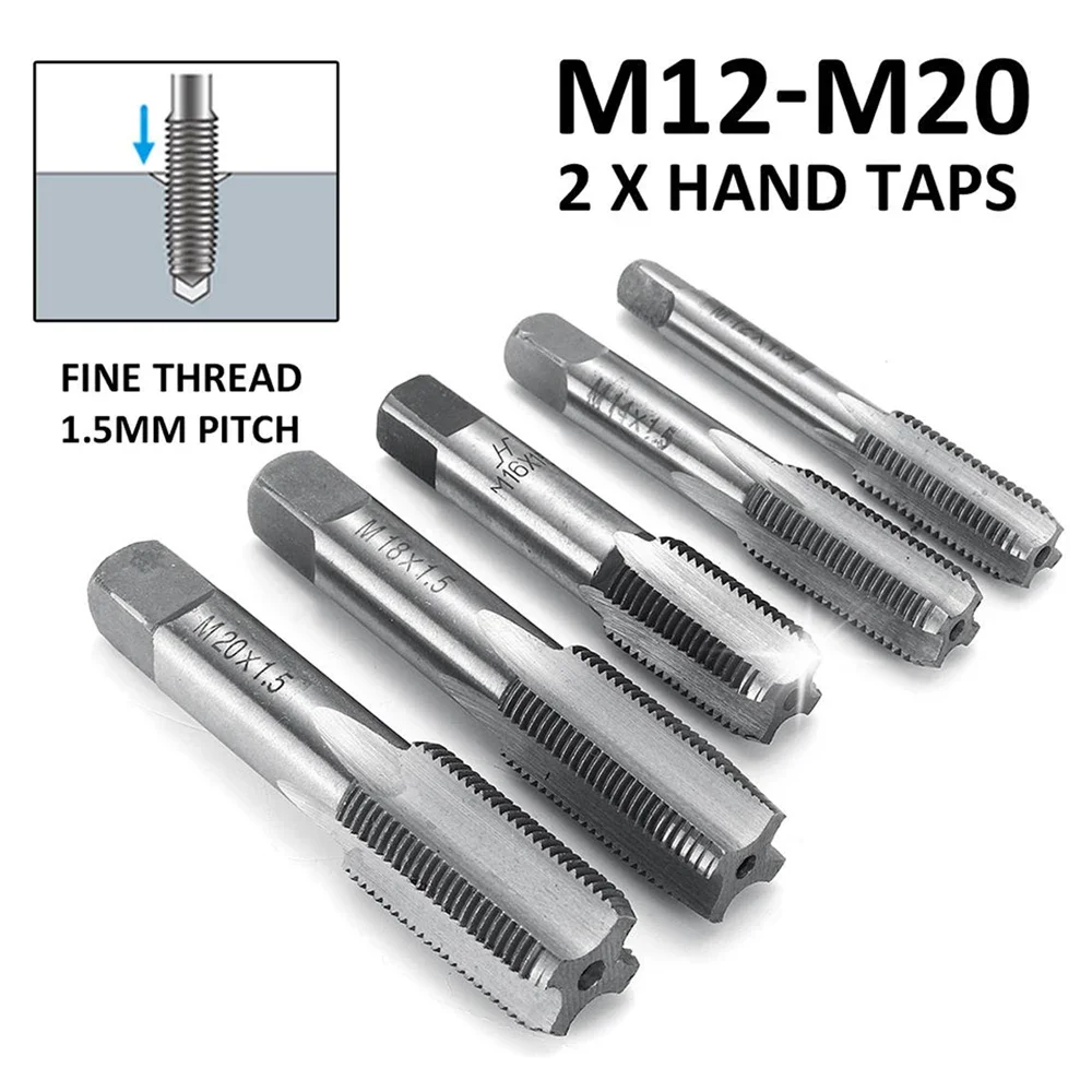 

2PCS Right Hand Thread Tap Straight Fluted Fine Threaded-Metric Connector Hand Tap M-12 M16 18 M20 1.5mm Hand Tools
