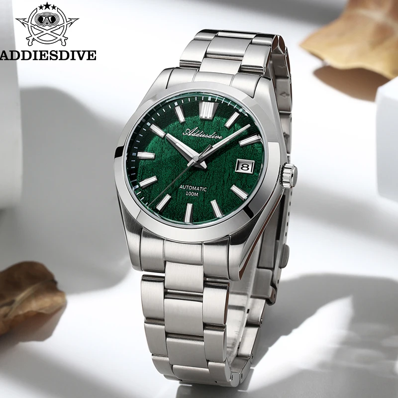 

ADDIESDIVE 39mm Watch New AD2075 Sapphire Tree Texture Luxury Dress Watch Men NH35 Automatic Mechanical Waterproof 100m Luminous