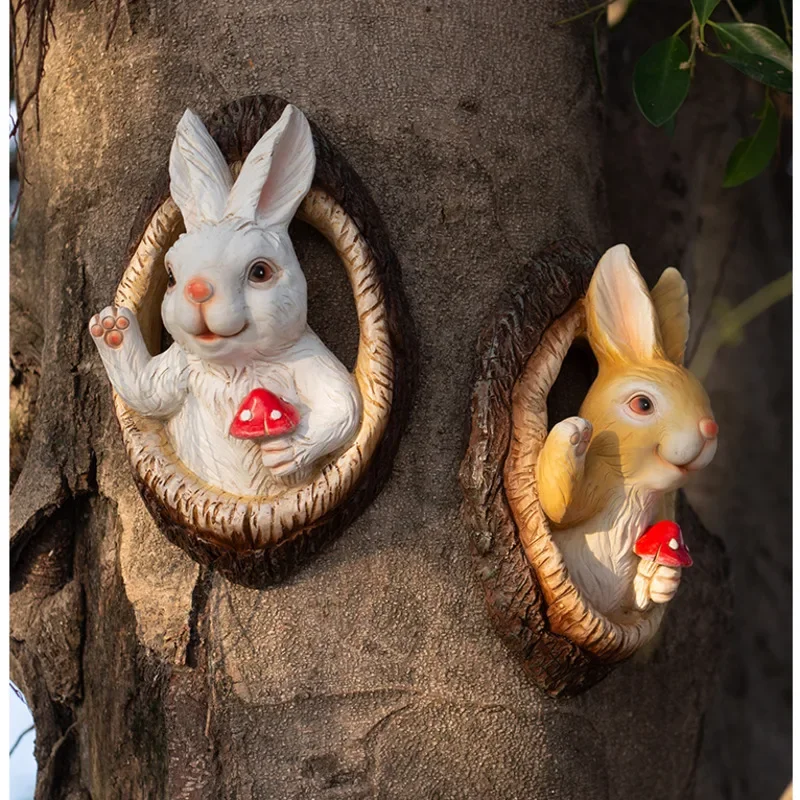 

Garden Balcony Tree Hole Simulated Resin Window Opening Panda Kindergarten Wall Hanging Tree Rabbit Garden Decoration Ornaments