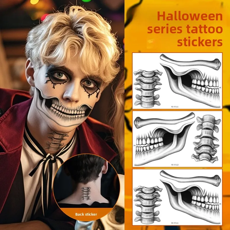 ملصق وشم المهرج على شكل فم الهالوين، ديكور مكياج الشفاه المرعب، ملصق وشم الشفاه الرعب