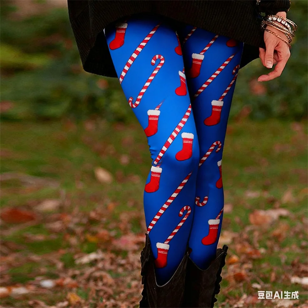 

Christmas women's leggings New Year pattern print yoga pants Ladies' high waisted pant Elastic comfortable pants Women Clothing