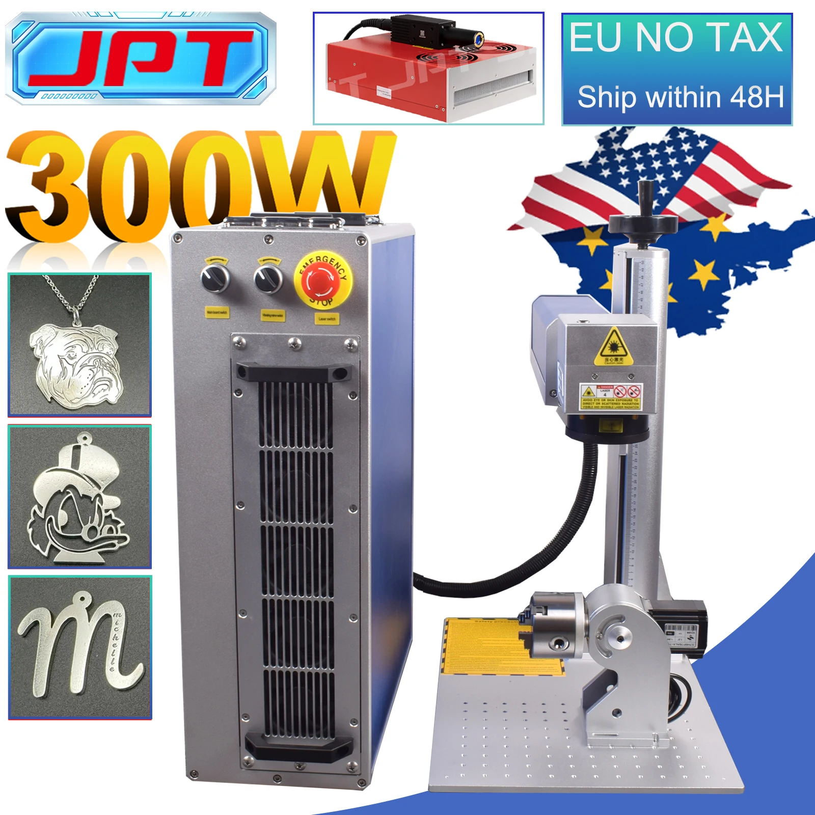 Máquina de marcado láser de fibra de 300W, 60W, 100W, 200W, 300W, MOPA, fabricante láser DIY, grabador Industrial para marcado de joyería de Metal