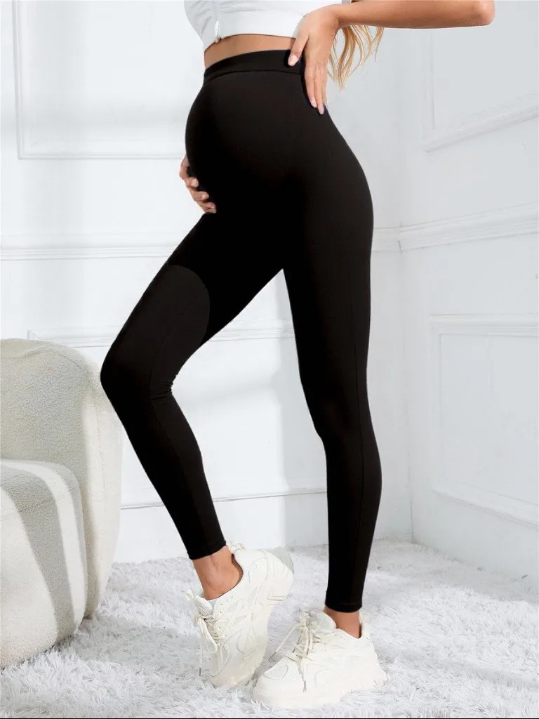 Legging Yoga Kehamilan Pinggang Tinggi Pakaian Hamil Celana Rajut Penyangga Perut Ramping Untuk Wanita Hamil Celana Pembentuk Tubuh