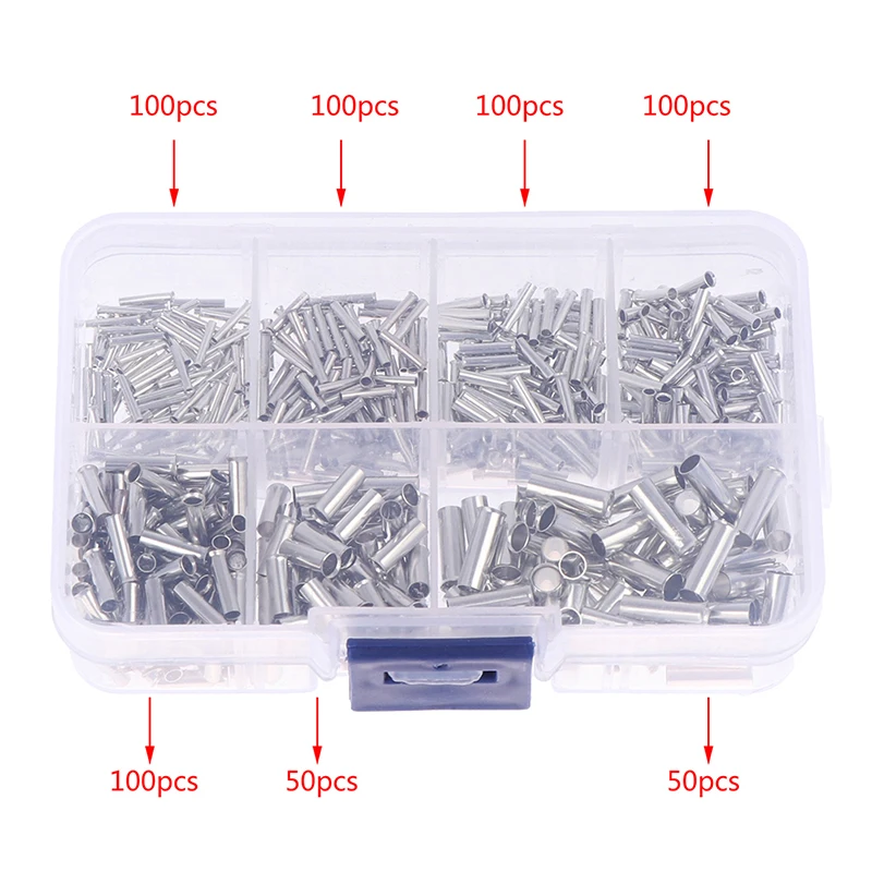 600Pcs 0.5-6.0mm 2Bootlace Ferrules Cord End Electrical Cable Crimp Terminals