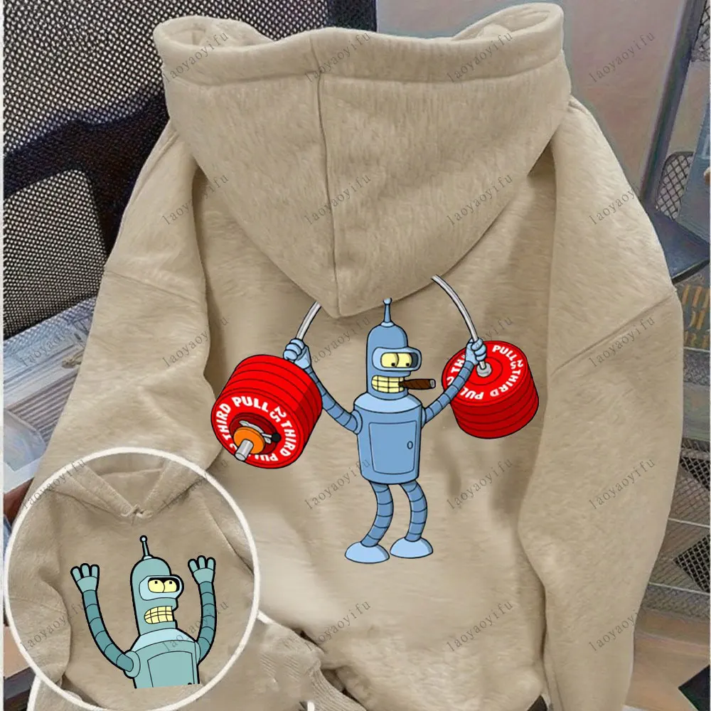 Futurama Hoodie Funny Robots Men Hoodie Cartoon Pullover New Casual Simple Versatile Sweatshirt Aesthetic Sportswear