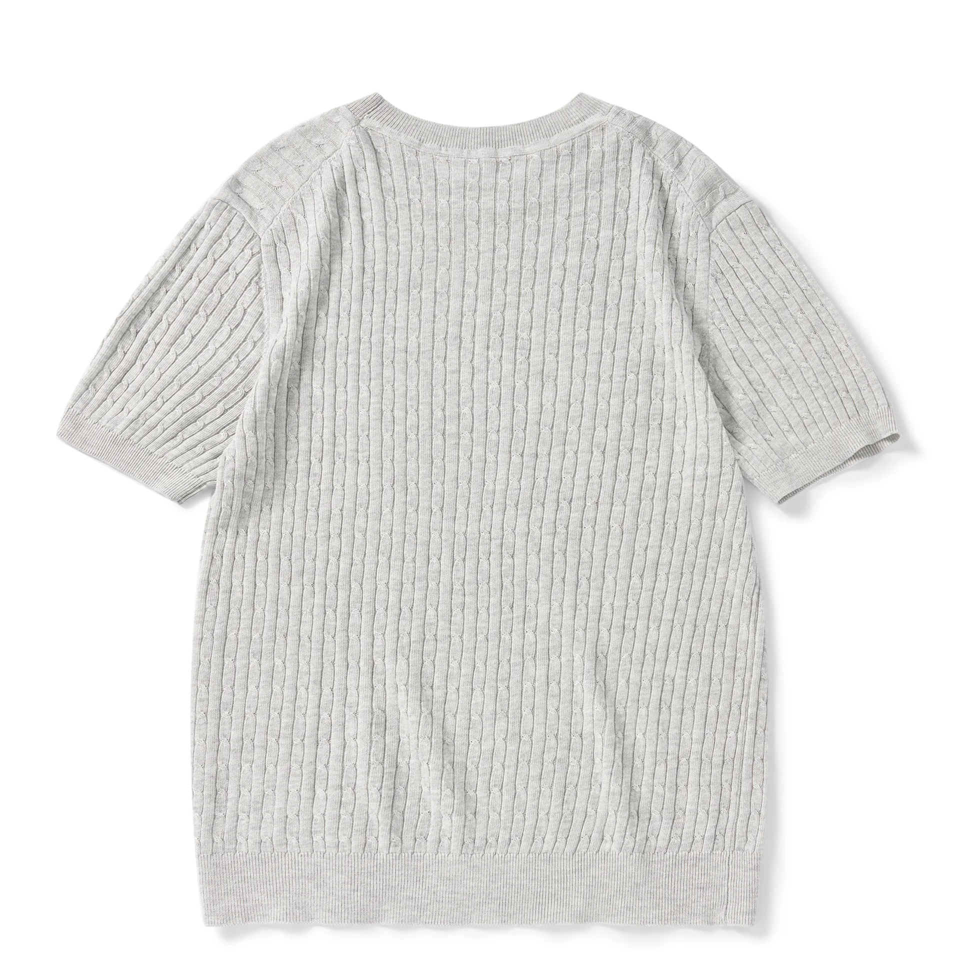 Summer Knit Short-Sleeve Tee in Old Money Style Linen-Lyocell Blend with Textured Cable-Knit Loose Unisex Fit Trendy Tops