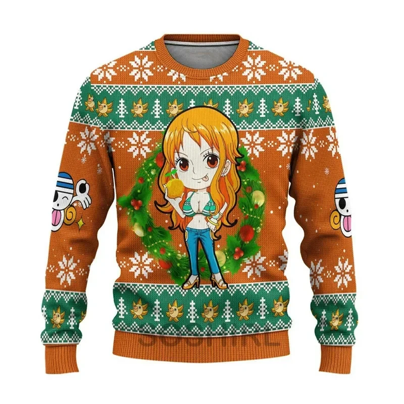 Hip Hop Streetwear Men's Charlotte Linlin Anime 3D Fashion Christmas Sweater Pullover Funny Ugly Christmas Wool Sweatshirt