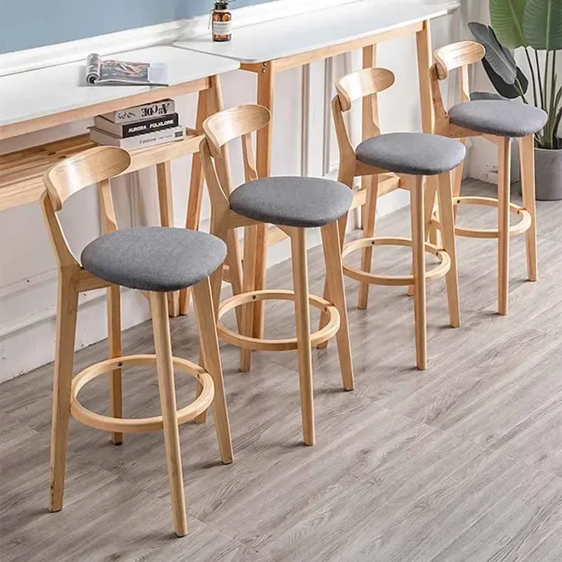 

Reception Solid Wood Bar Stools Designer Gaming Patio Backrest Bar Chair Counter Relaxing Sgabello Cucina Living Room Furniture