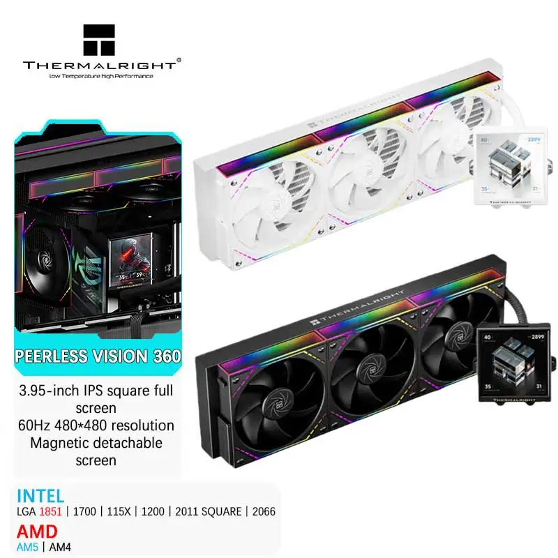 Thermalright PEERLESS VISION 360 3.95-inch IPS full screen All-in-one 360MM Water cooling support LGA1851/1700/115X/1200 AM5/AM4