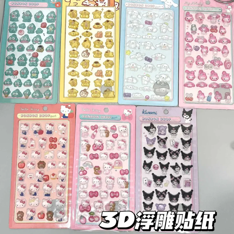 2026*3D Hallo Kitty Hangyodon Relief Gelee Aufkleber Mädchen Tagebuch Dekorative Kreativität Desktop Erhöhte Kristall Aufkleber Spielzeug