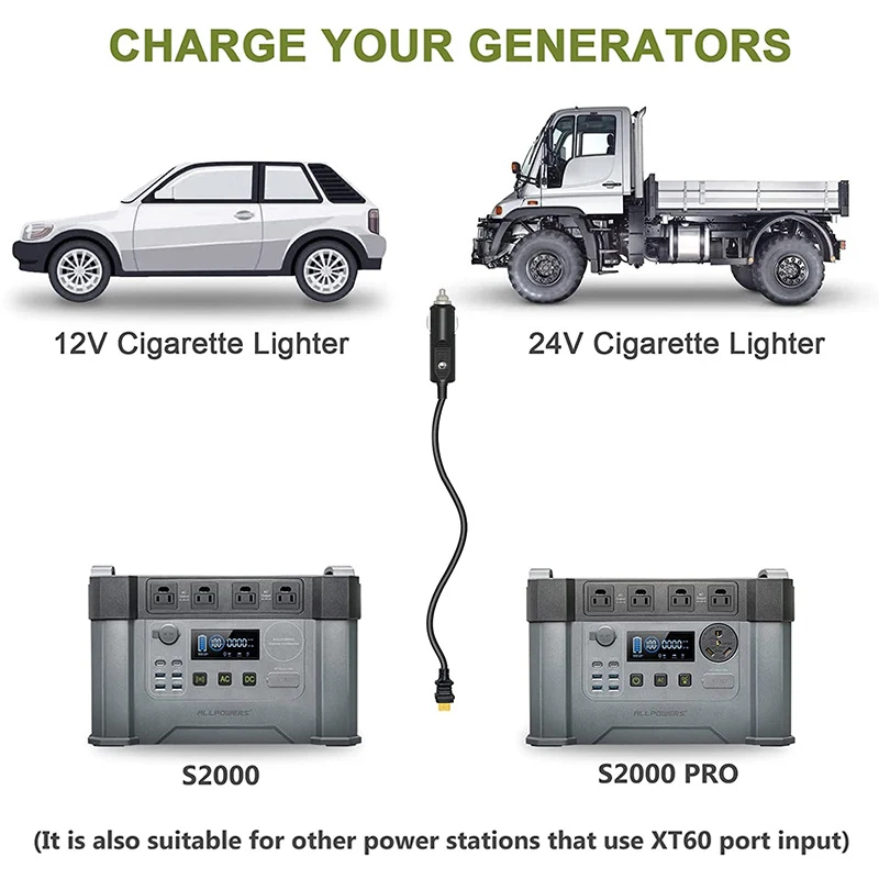 Auto Sigarettenaansteker Naar Xt60 Kabel 12V 24V Oplaadkabel Voor Allpowers S2000 Ecoflow River Delta Draagbare Krachtcentrale.