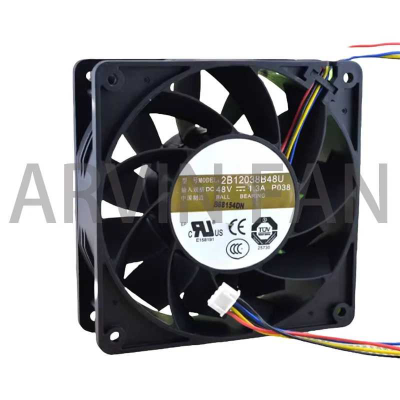 Original 2B12038B48U -P055 DC 48V 1.3A 12 ซม.120 มม.12038 4 สายPWMอินเวอร์เตอร์เซิร์ฟเวอร์Axialพัดลมระบายความร้อนCooler