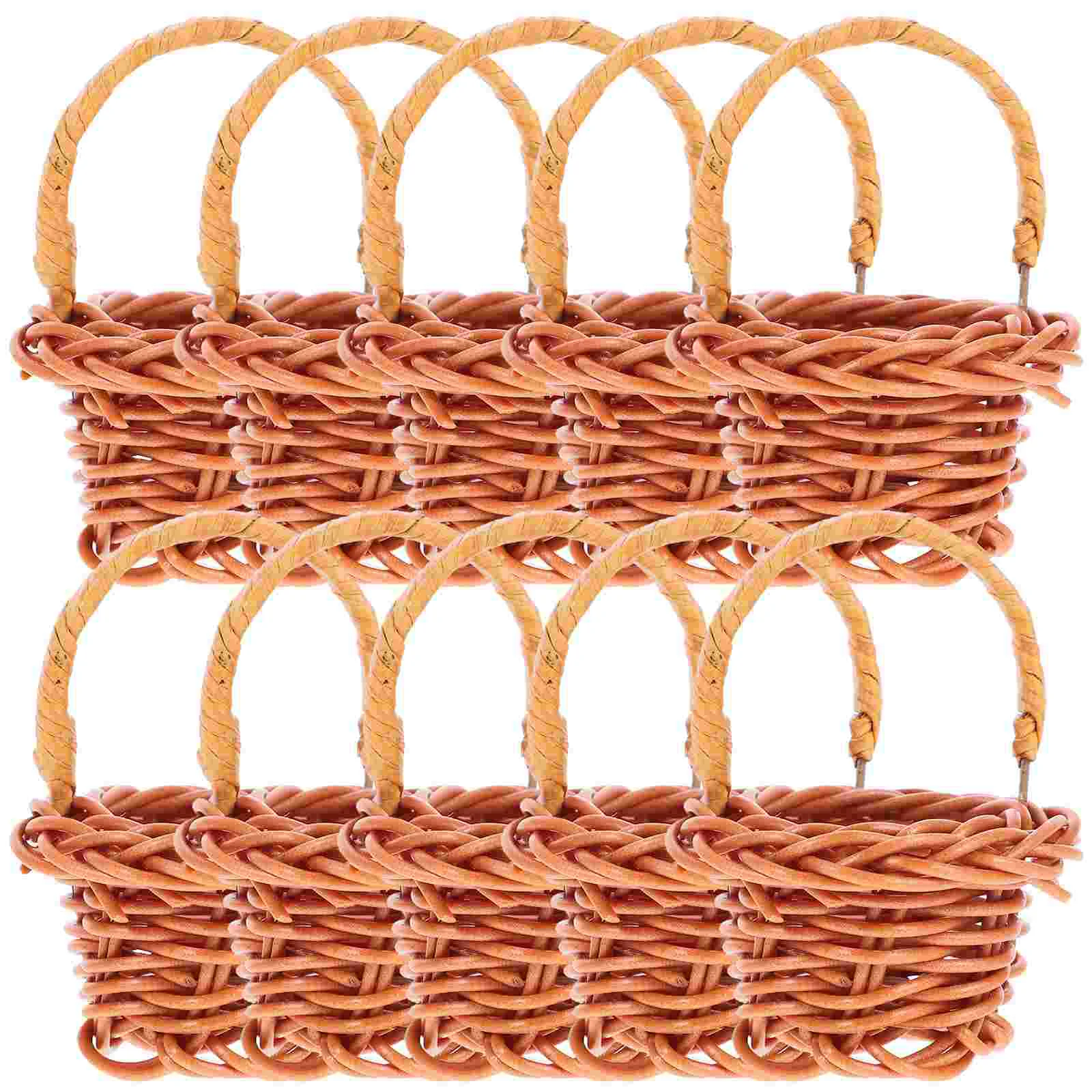 

10 PCS Mini Shopping Basket Decor Desktop Hamper Woven Small Flower Girls Toys Household Gift Sundries Handheld Holder