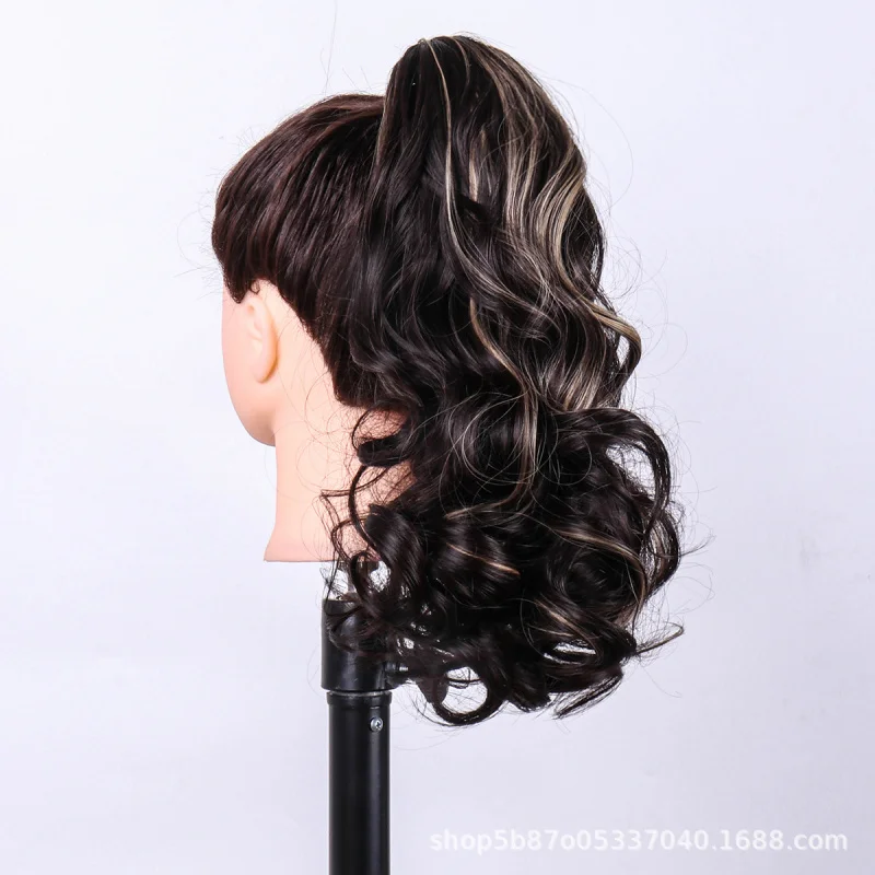 European and American Style Ponytail Wig for Women with Claw Clip Curly Hair Natural Fluffy Invisible High Ponytail Curly Hair W view 2