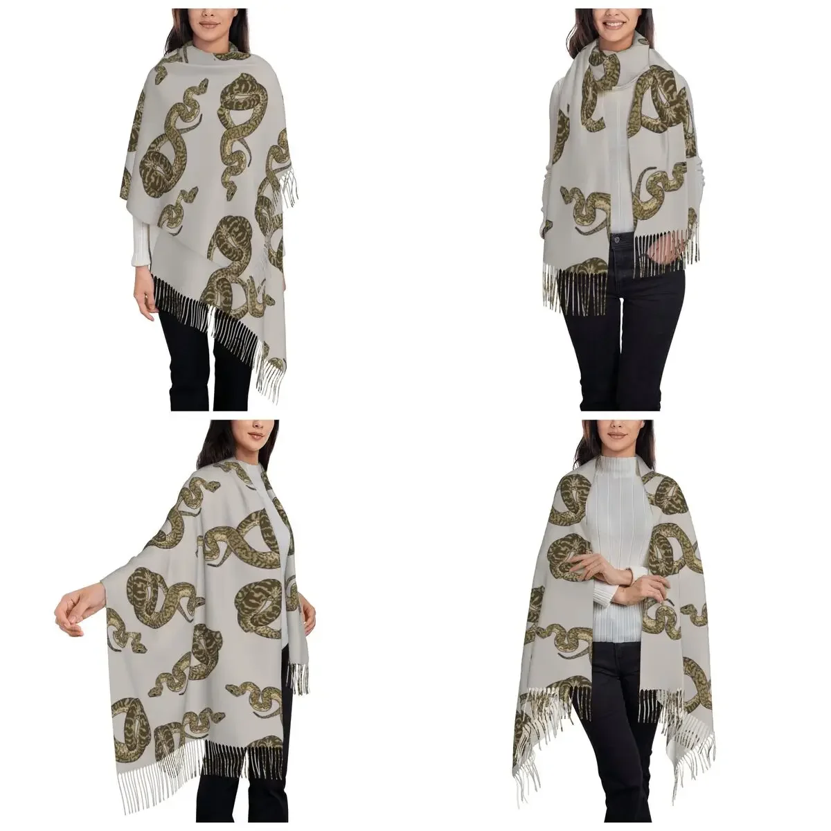 Ball Python Morph Snake Pattern Scarf Tassel Scarves Women Soft Warm Shawls and Wraps Long Fall Winter Shawl Wrap
