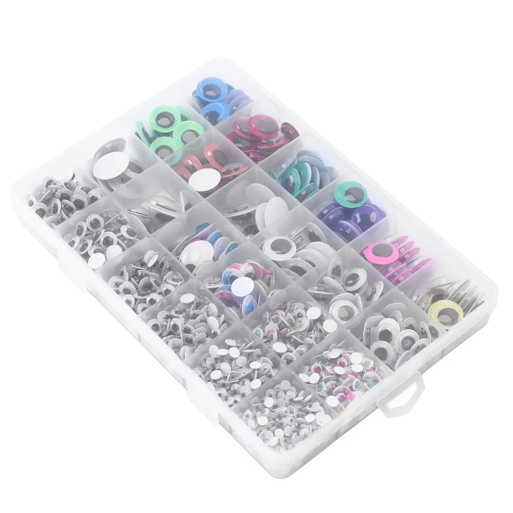 1700pcs Multi Colors Googly Eyes Self Adhesive With Storage Box Self Adhesive Eyes Different Sizes Colorful Wiggle Eyes