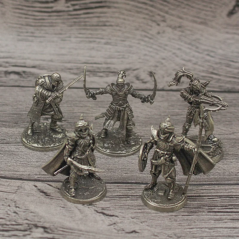 Retro Brass European Soldier Model Figure Toys Table Games Chess Pieces
