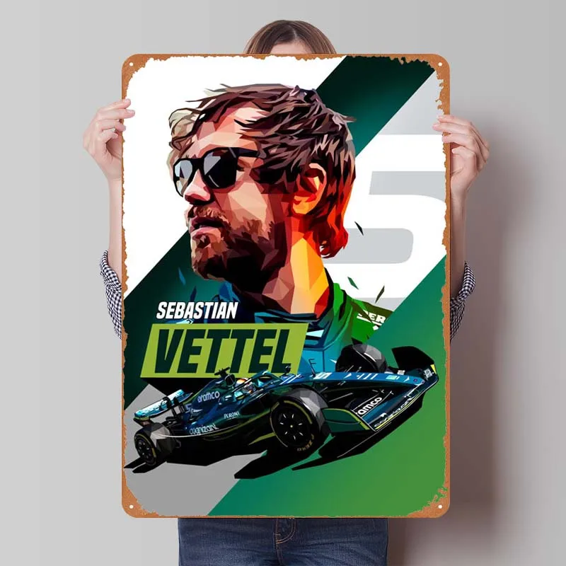 Racing Vettel Man Cave F1 Tin Sign House Decor Retro Metal Signs for Pub Club Garage Wall Decoration Dekoration Coffee Bar Room