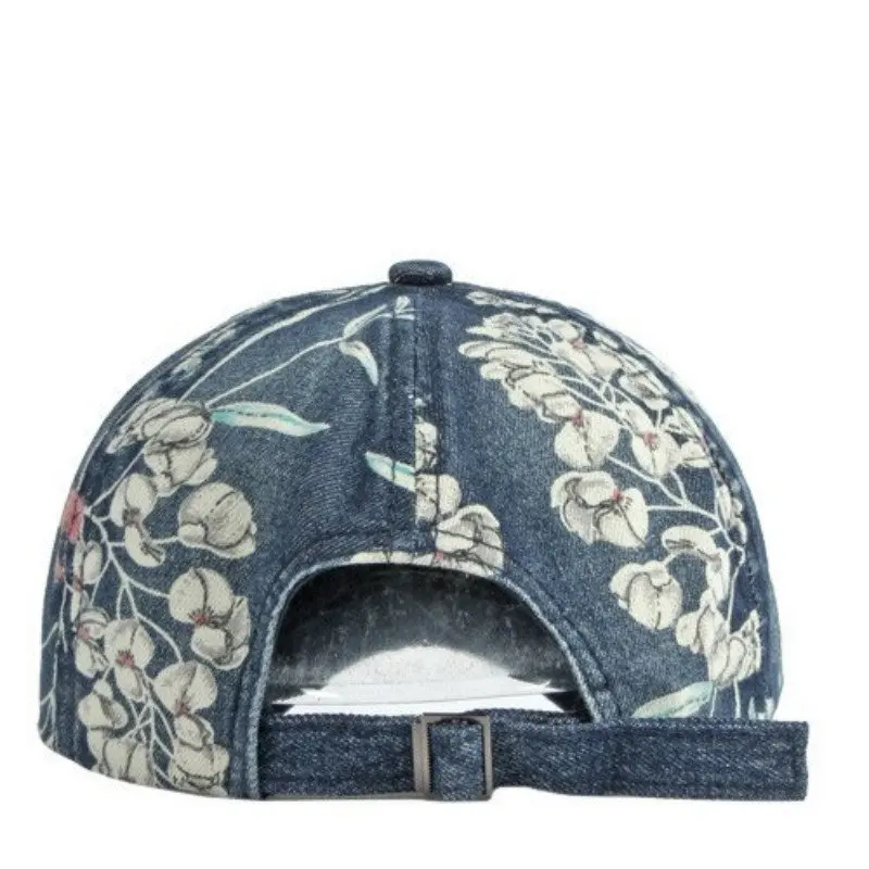 2023 Spring Denim Flower Print Casquette Baseball Cap Adjustable Outdoor Snapback Hats for Men and Women 170