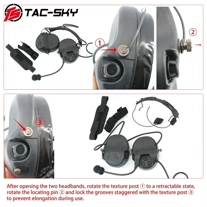 TAC-SKY H302 Tactical Headset Ear Protector Digital DSP Modular Military Headset Airsoft Shooting Walkie Talkie Headphone