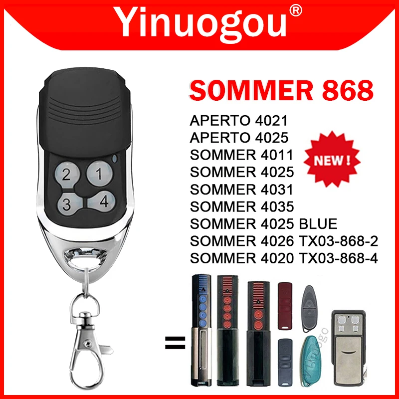 

SOMMER 868 4020 TX03-868-4 4026 TX03-868-2 4031 TX08-868-4 4025 TX02-868-2 4035 4011 4021 868MHz Gate Garage Door Remote Control