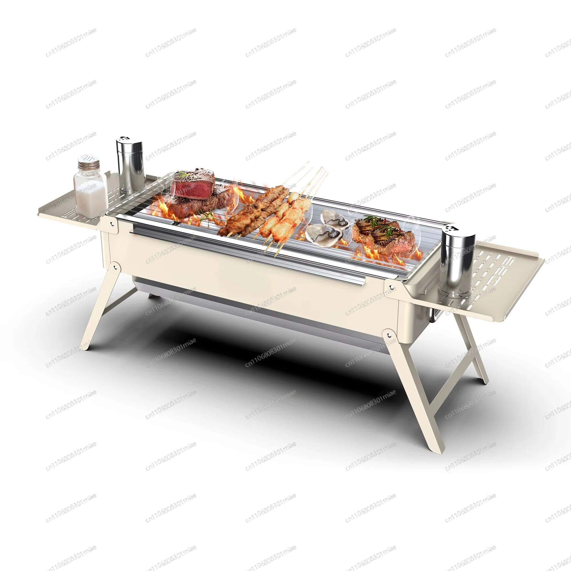304 stainless steel beige ultra-portable folding outdoor camping barbecue charcoal stove touch control