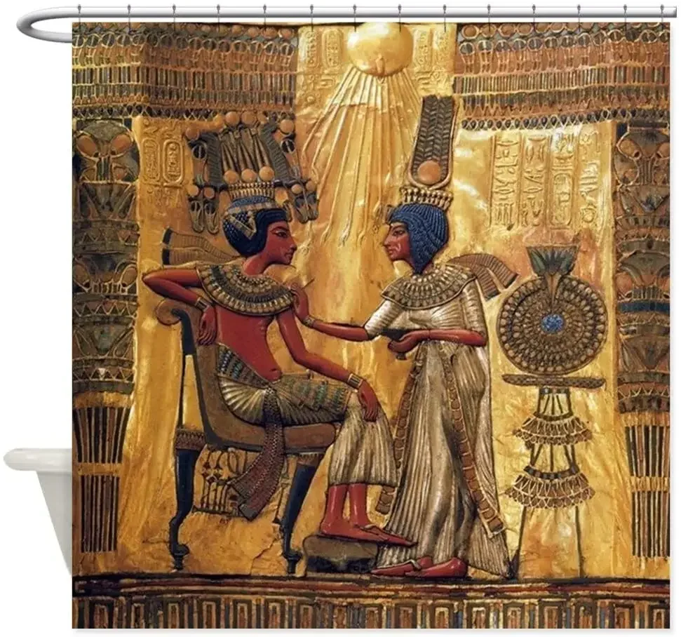 

Tutankhamun Ankhesenamun Egypt Gold Декоративная водонепроницаемая занавеска для душа из полиэфирной ткани от Ho Me Lili