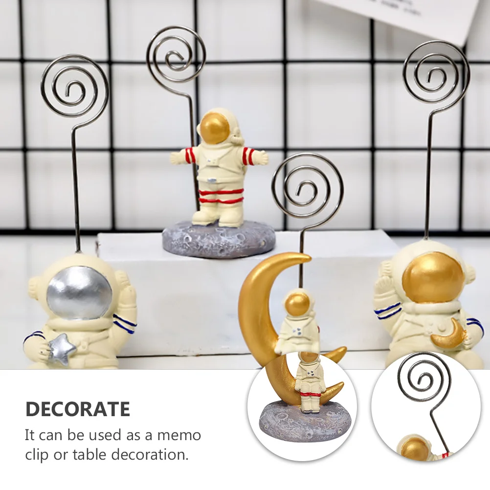

2pcs Astronaut Theme Photo Clips Table Number Holders Name Place Card Stands Desktop Memo Holder Wedding Birthday Party Decor