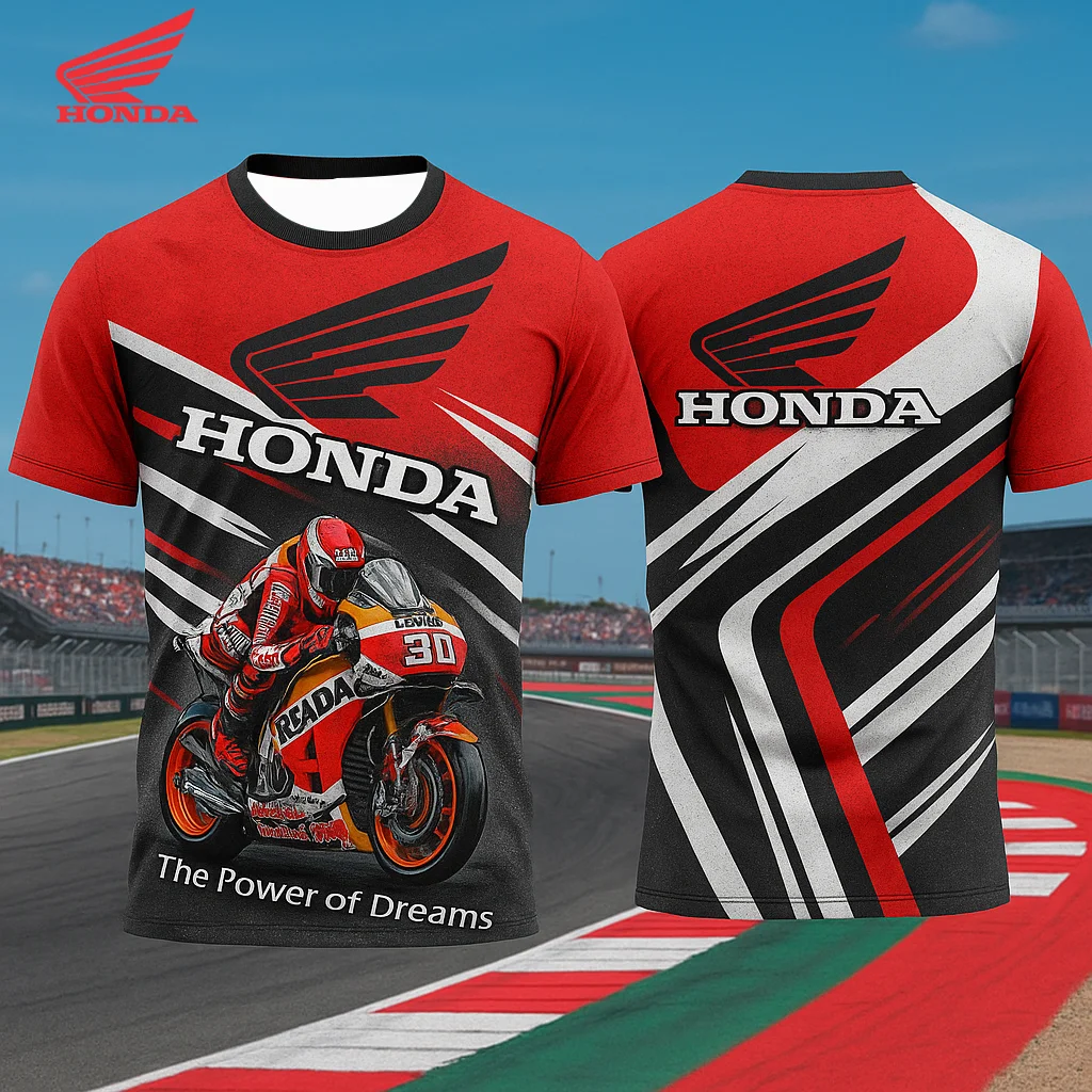 

2025 Honda 3D printed men's racing suit, quick-drying breathable sports T-shirt, suitable as a gift for motorcycle enthusiasts